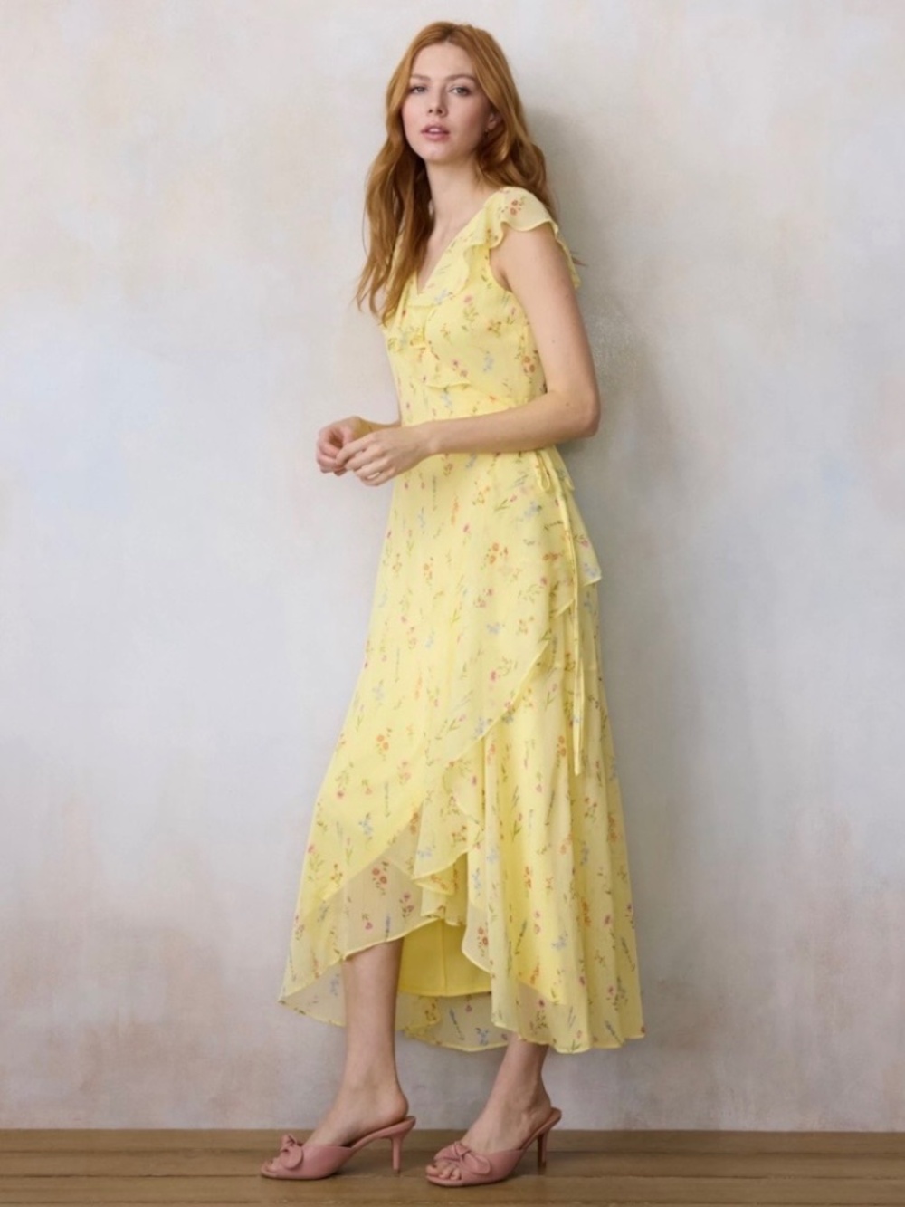 LC Lauren Conrad Ruffle Wrap Maxi Dress NWT